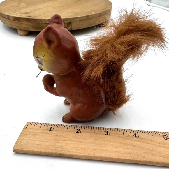 Enesco Ceramic Squirrel with Furry Bushy Tail Kitschy Japan Acorn vintage decor - Picture 13 of 13